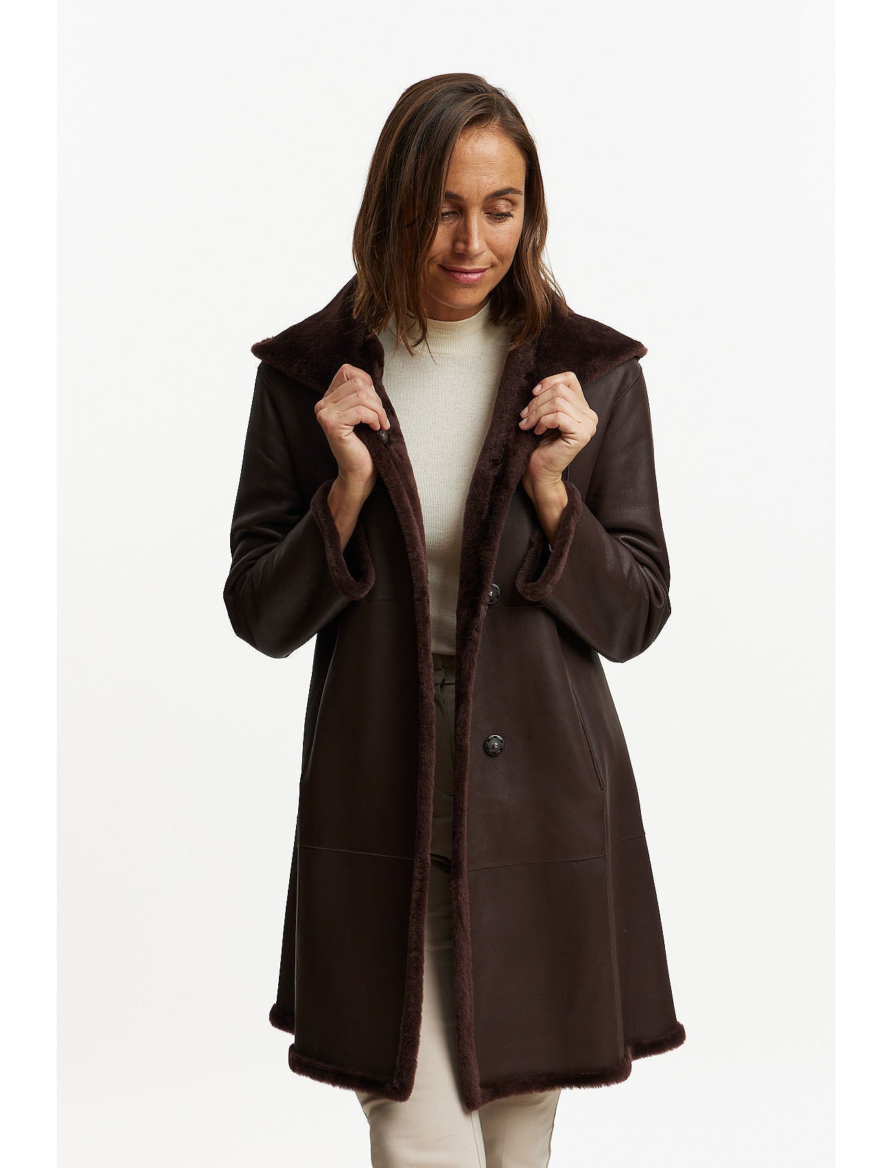 Merino lambskin jacket reversible 2in1 - brown