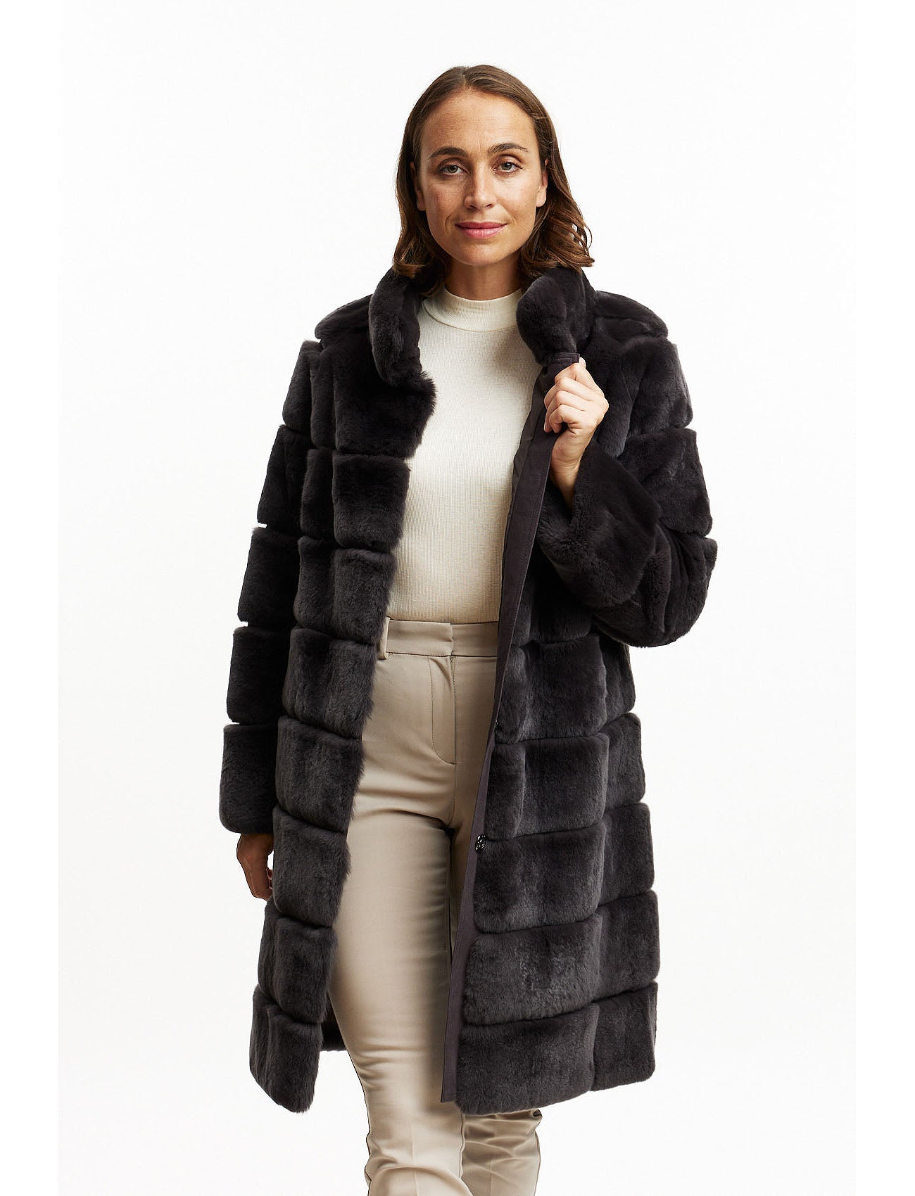 Fur jacket - basalt grey